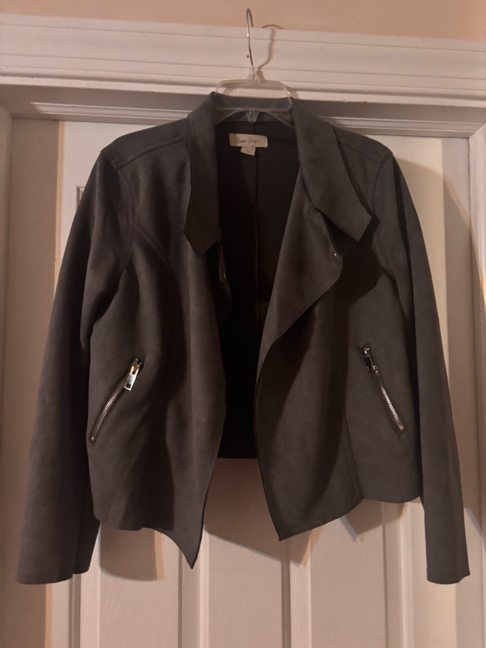 Casual Corner Gray Suede Moto Jacket - Women size medium